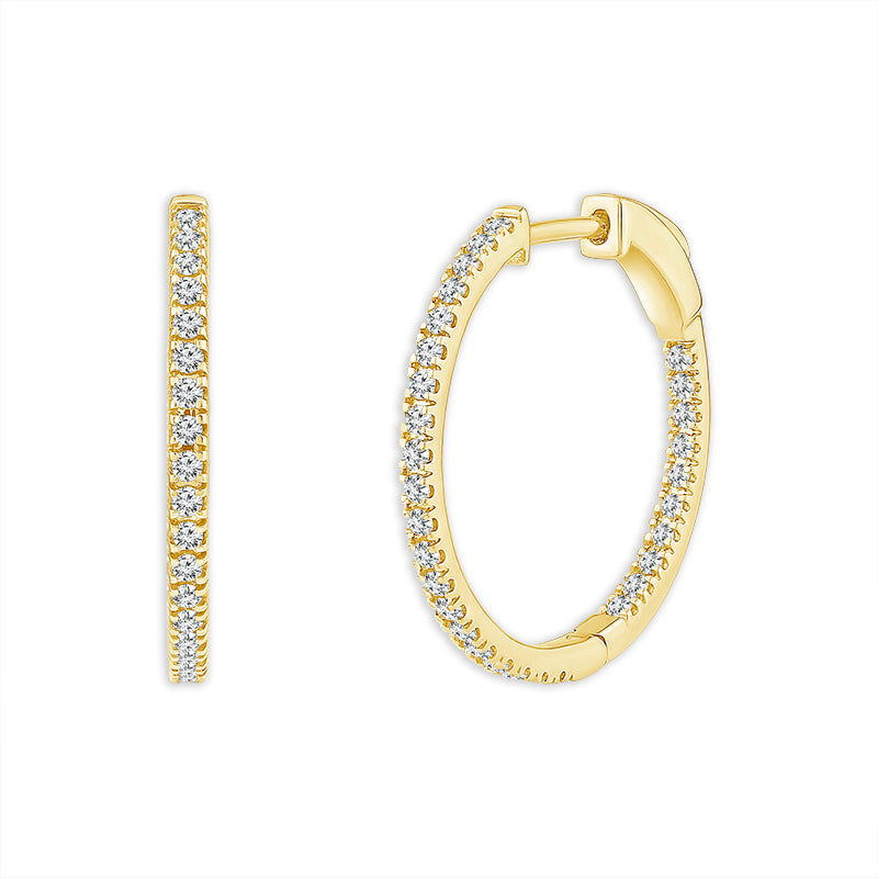 Diamond Hoops Earrings 0.50 ct tw 10k Yellow Gold