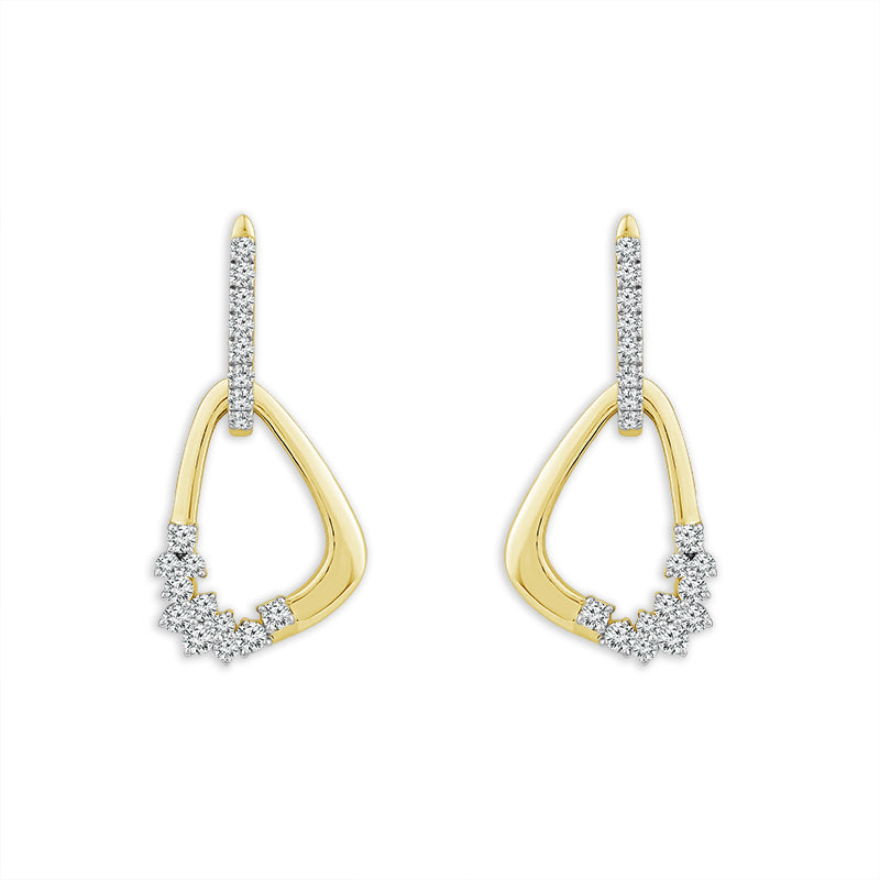 Diamond Hoops Earrings 0.75 ct tw 14k Yellow Gold