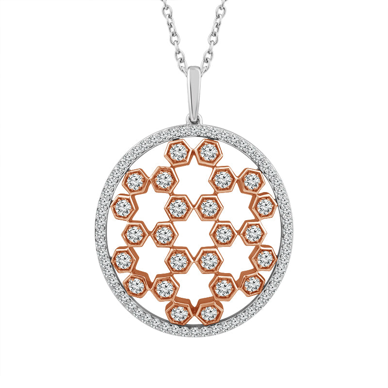Diamond Fashion Pendant 1.90 ct tw 14k Rose Gold+14k White Gold