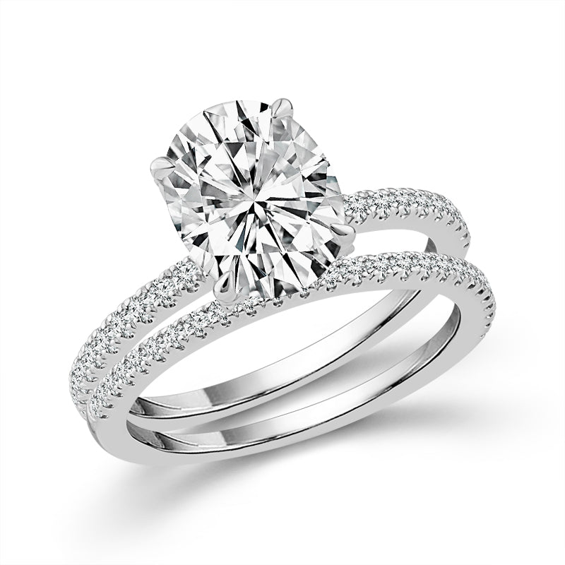 Diamond Bridal Set 0.50 ct tw Center Oval 14k Yellow Gold