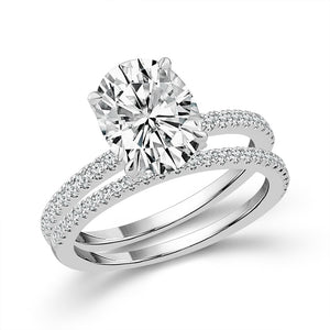 Diamond Bridal Set 0.50 ct tw Center Oval 14k Yellow Gold