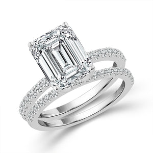 Diamond Bridal Set 0.50 ct tw Center Emerald 14k Yellow Gold
