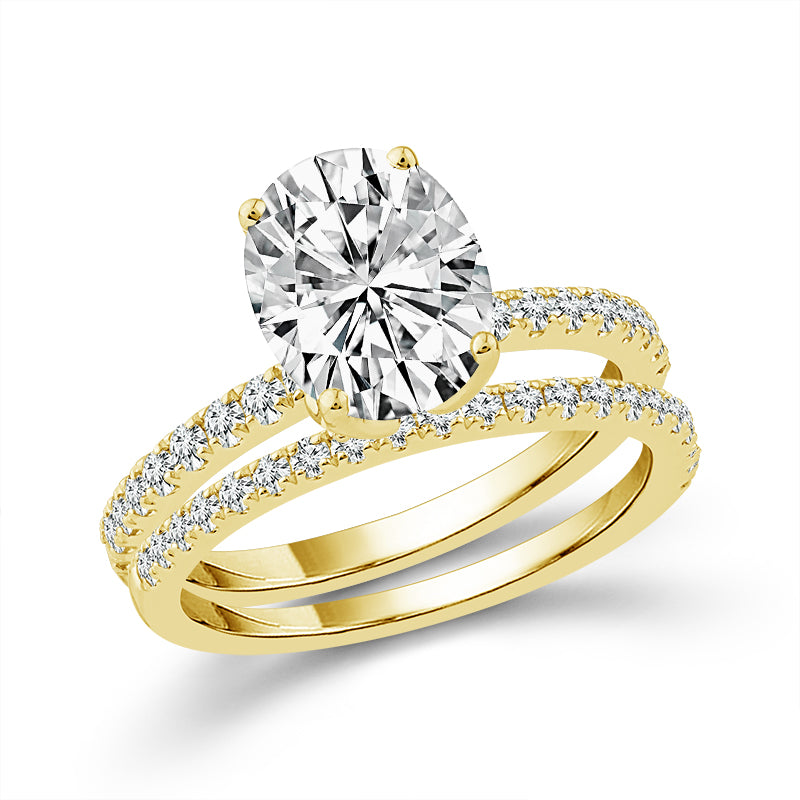 Diamond Bridal Set 0.50 ct tw Center Oval 14k Yellow Gold