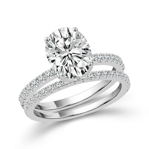 Diamond Bridal Set 0.50 ct tw Center Oval 14k Yellow Gold