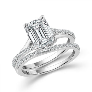 Diamond Bridal Set 0.50 ct tw Center Emerald 10k Yellow Gold