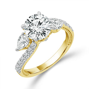 Diamond 3-Stone Ring 3 ct tw 14k White Gold