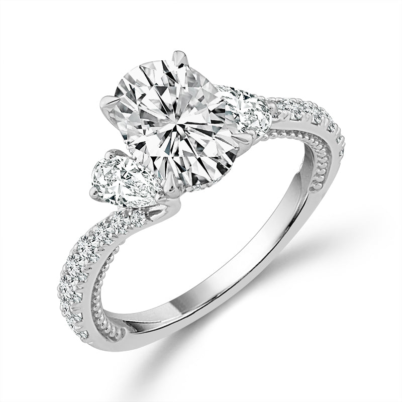 Diamond 3-Stone Ring 3 ct tw 14k White Gold