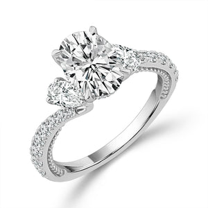 Diamond 3-Stone Ring 3 ct tw 14k White Gold