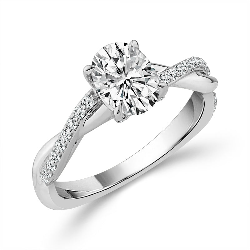 Diamond Engagement Ring 0.25 ct tw Center Oval 14k Yellow Gold
