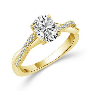 Diamond Engagement Ring 0.25 ct tw Center Oval 14k Yellow Gold
