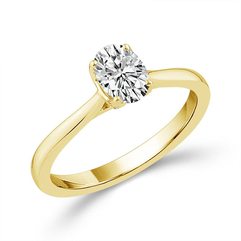 Diamond Engagement Ring 0.03 ct tw Center Oval 10k Yellow Gold