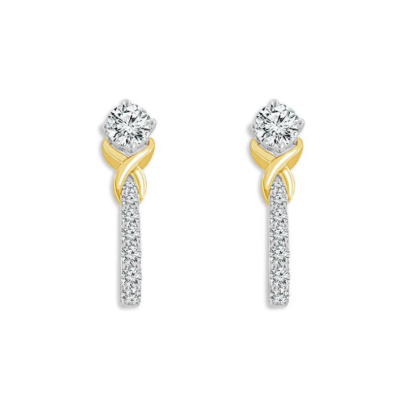 Diamond Fashion Earrings 1.50 ct tw 14k White Gold+14k Yellow Gold