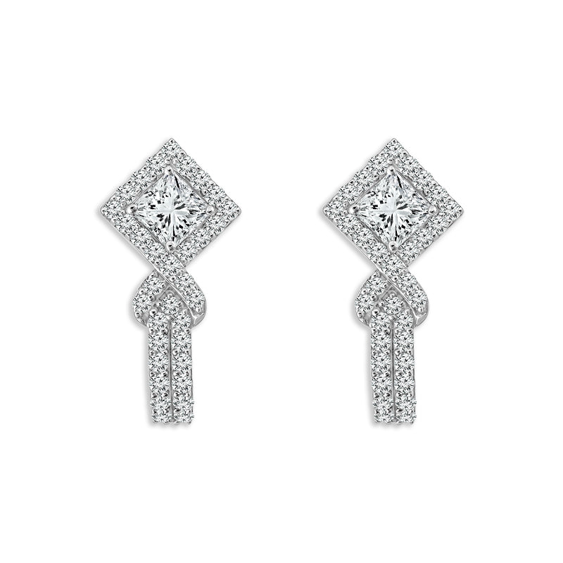 Diamond Fashion Earrings 1.50 ct tw 14k White Gold