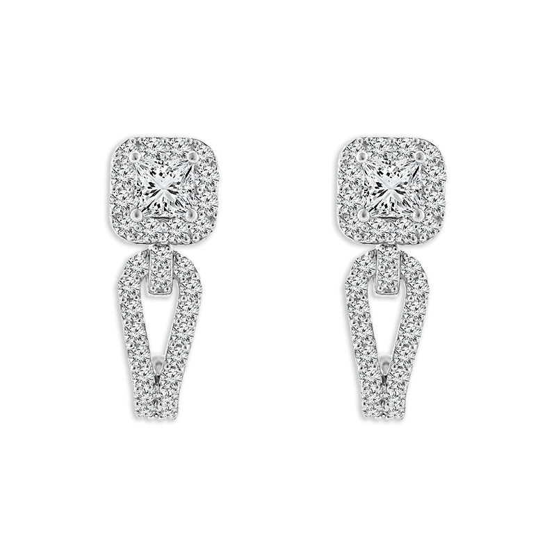 Diamond Fashion Earrings 1.50 ct tw 14k White Gold