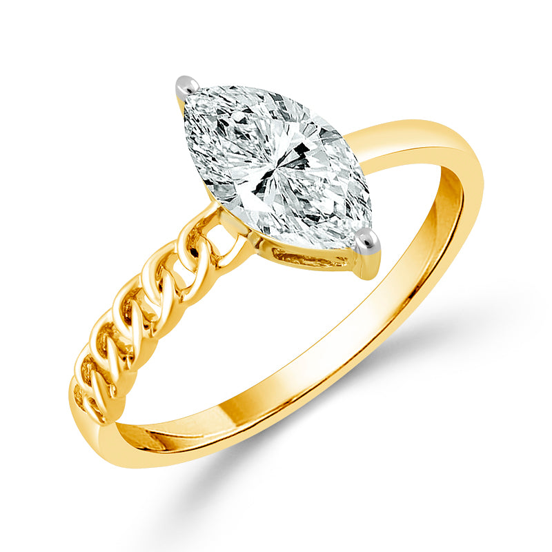 Diamond Bridal Ring 0.75 ct tw Center MQ 14k Yellow Gold