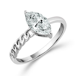 Diamond Bridal Ring 0.75 ct tw Center MQ 14k Yellow Gold