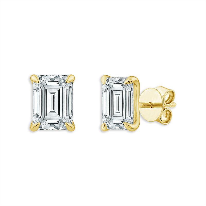 Diamond Solitaire Earrings 2 ct tw 14k Yellow Gold
