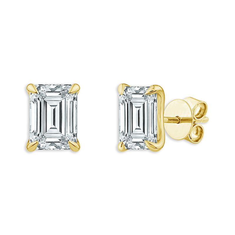 Diamond Solitaire Earrings 3 ct tw 14k Yellow Gold