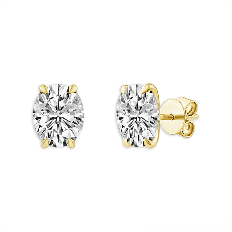 Diamond Solitaire Earrings 2 ct tw 14k Yellow Gold