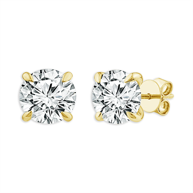 Diamond Solitaire Earrings 2 ct tw 14k Yellow Gold