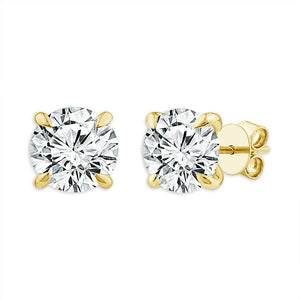 Diamond Solitaire Earrings 2 ct tw 14k Yellow Gold