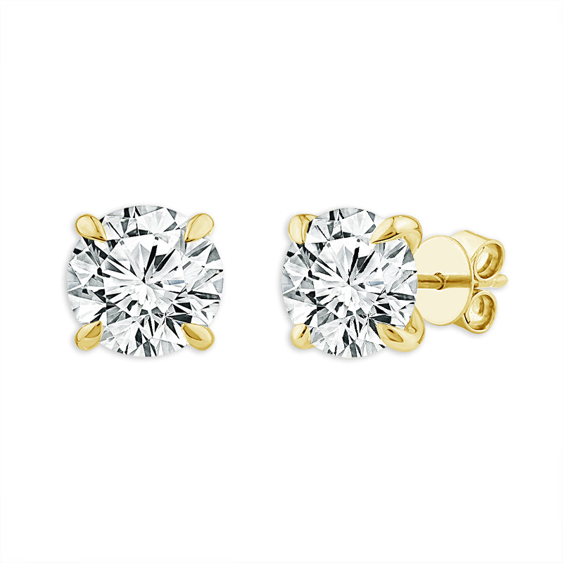 Diamond Solitaire Earrings 3 ct tw 14k Yellow Gold