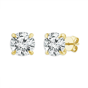 Diamond Solitaire Earrings 3 ct tw 14k Yellow Gold