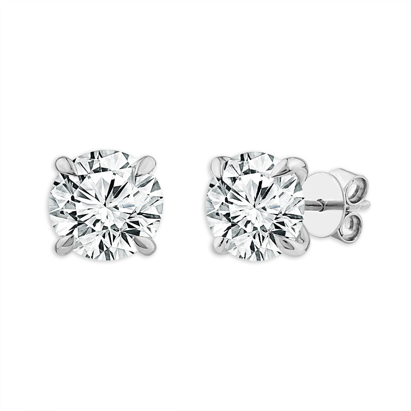Diamond Solitaire Earrings 3 ct tw 14k Yellow Gold