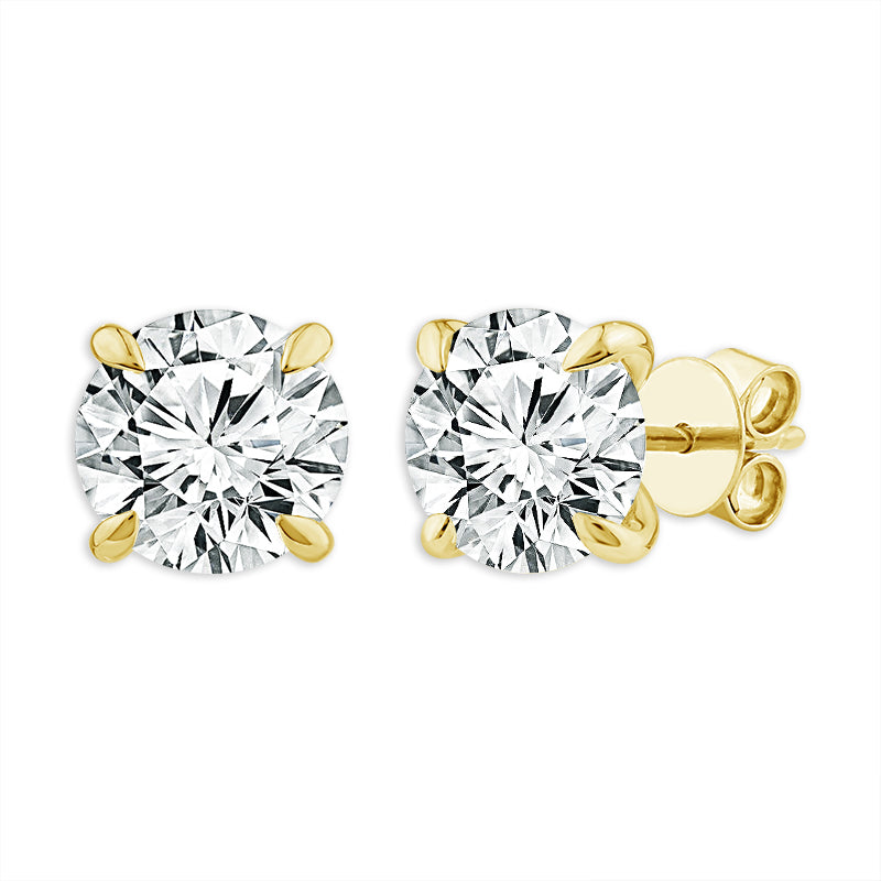 Diamond Solitaire Earrings 4 ct tw 14k Yellow Gold