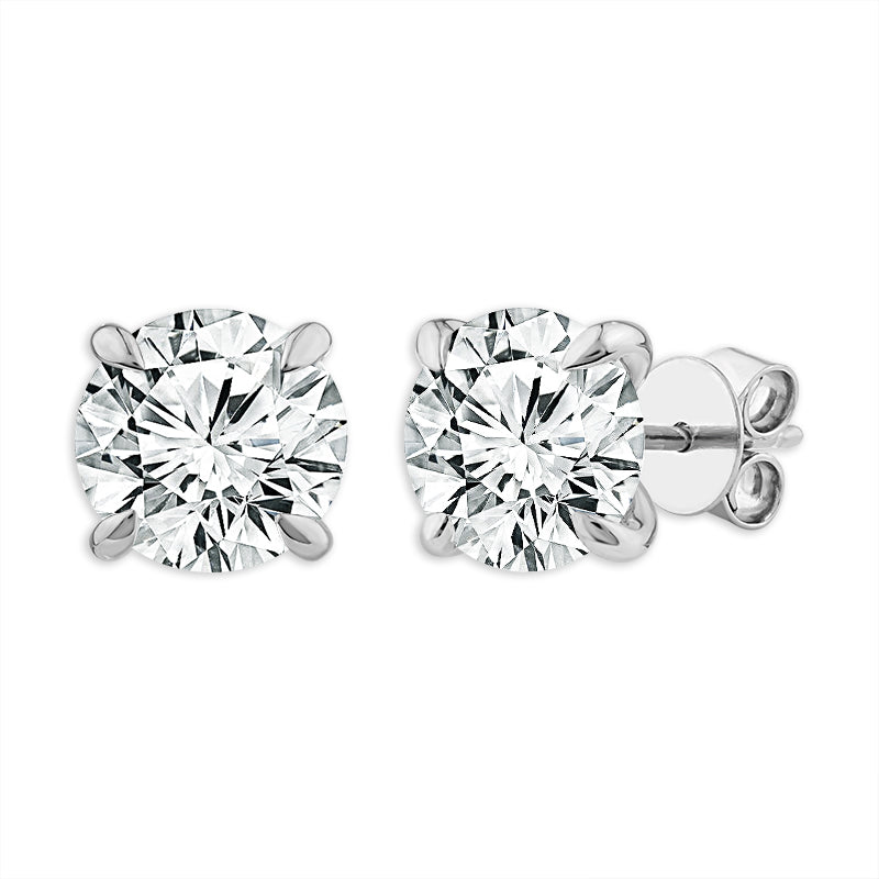 Diamond Solitaire Earrings 4 ct tw 14k Yellow Gold