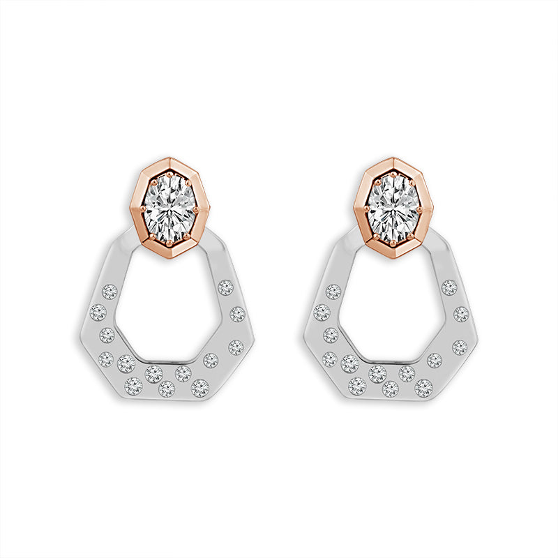 Diamond Fashion Earrings 0.50 ct tw 14k White Gold 14k Rose Gold