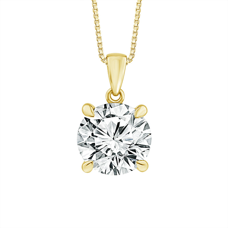 Diamond Solitaire Pendant 2 ct tw 14k Yellow Gold