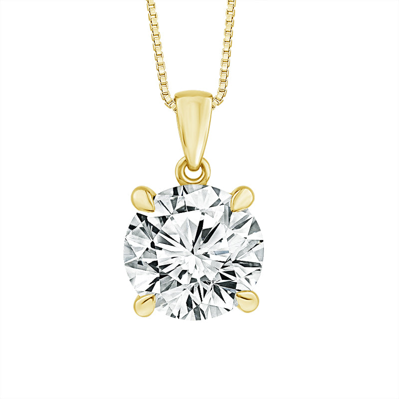 Diamond Solitaire Pendant 3 ct tw 14k Yellow Gold
