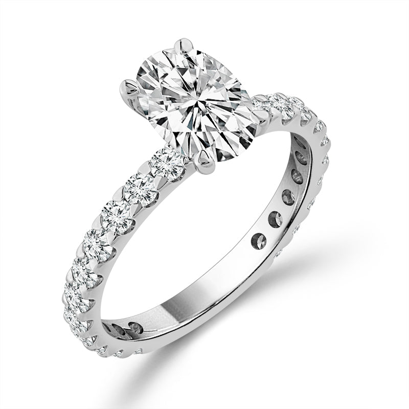Diamond Bridal Set 1 ct tw Center OV 14k White Gold