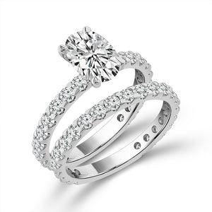 Diamond Bridal Set 1 ct tw Center OV 14k White Gold