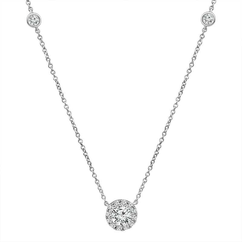 Diamond Necklace 1.60 ct tw 14k White Gold