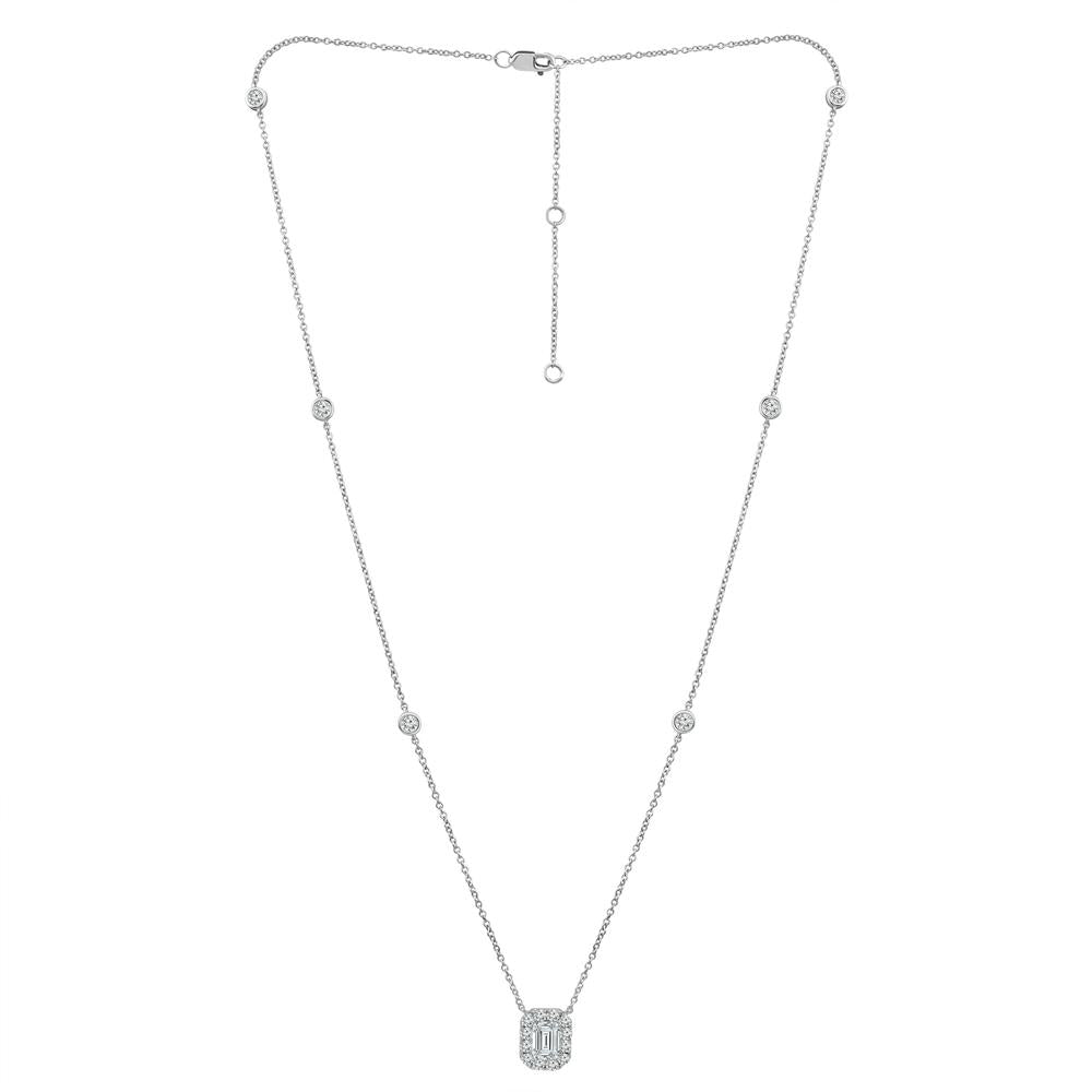 Diamond Necklace 1.60 ct tw 14k White Gold