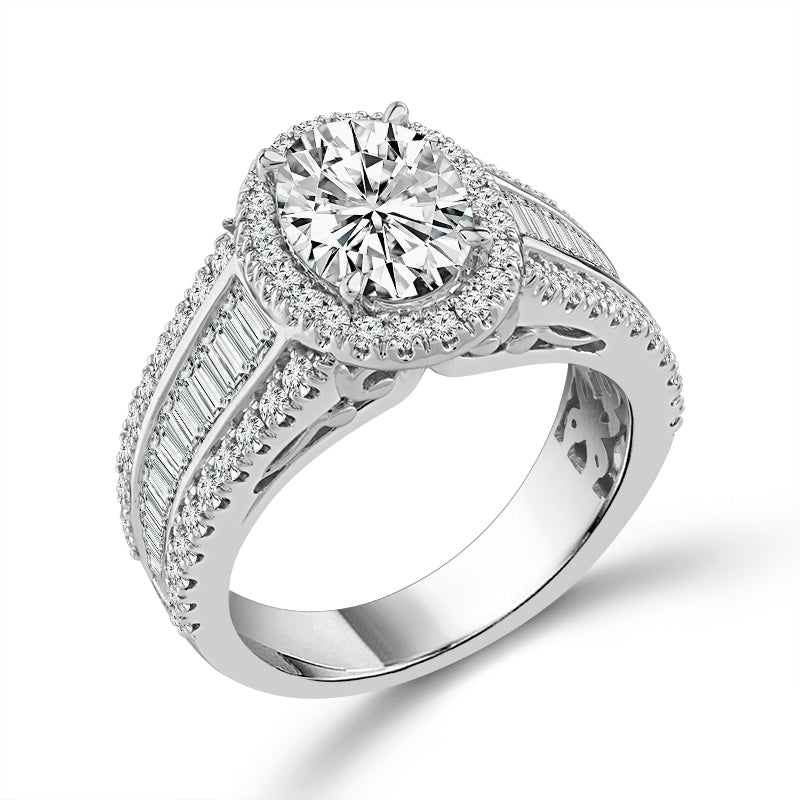 Diamond Bridal Set 2 ct tw Center OV 14k White Gold