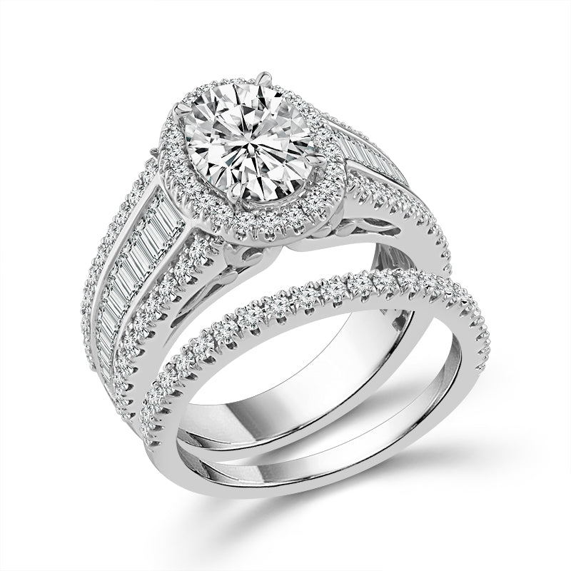 Diamond Bridal Set 2 ct tw Center OV 14k White Gold