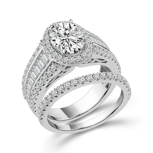 Diamond Bridal Set 2 ct tw Center OV 14k White Gold