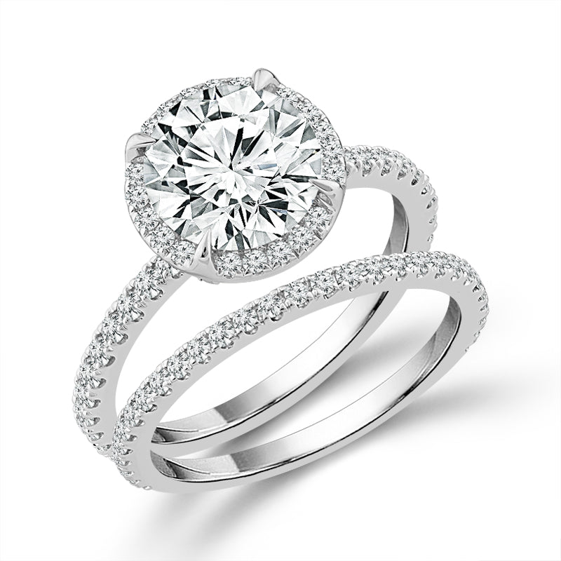 Diamond Bridal Set 0.75 ct tw Center Round 14k White Gold