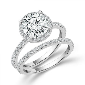 Diamond Bridal Set 0.75 ct tw Center Round 14k White Gold
