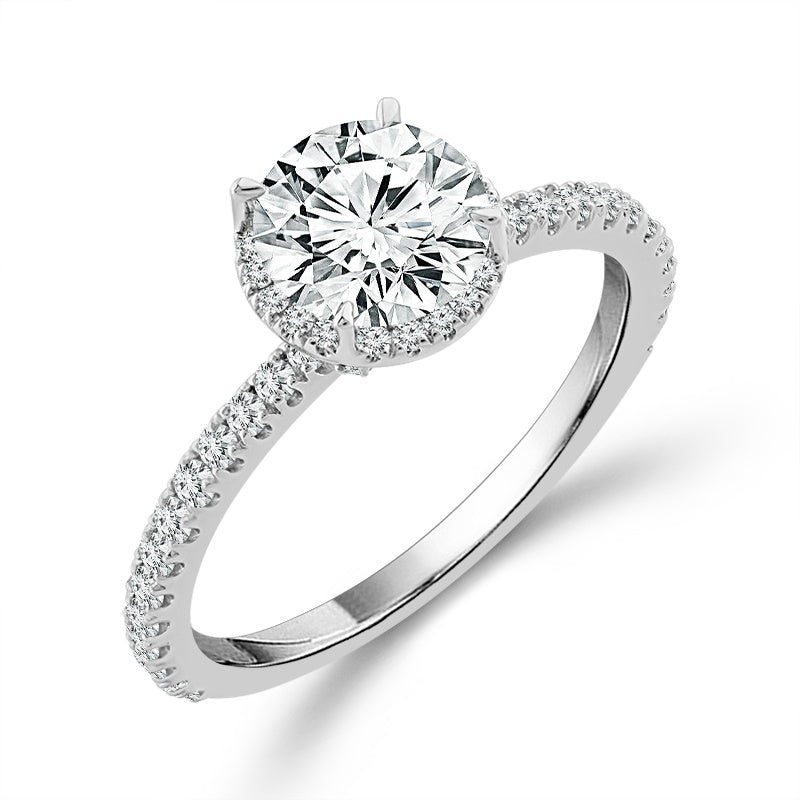 Diamond Bridal Ring 1 1/2 ct tw Center RD 14k White Gold