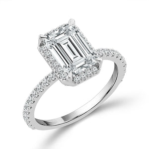 Diamond Bridal Set 0.75 ct tw Center Emerald 14k White Gold