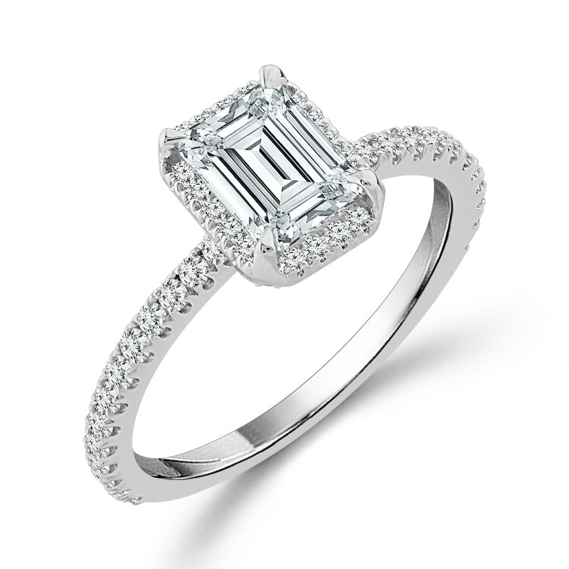 Diamond Bridal Ring 1 1/2 ct tw Center EM 14k White Gold