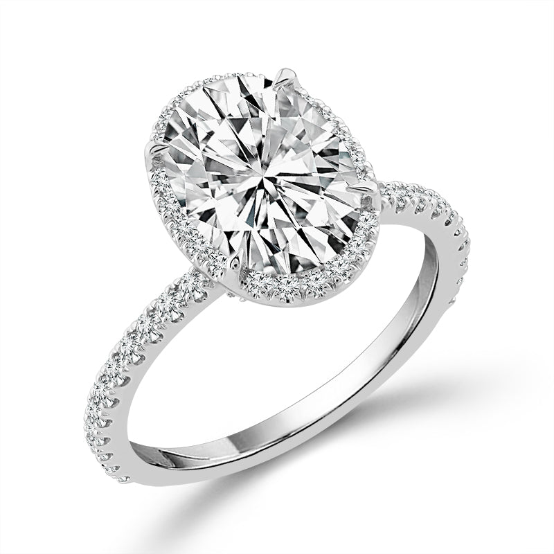 Diamond Bridal Set 0.75 ct tw Center Oval 14k White Gold