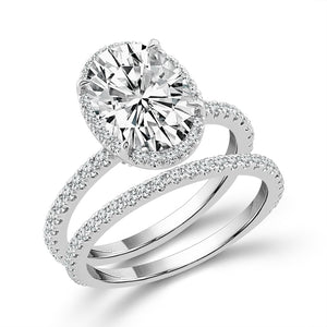 Diamond Bridal Set 0.75 ct tw Center Oval 14k White Gold