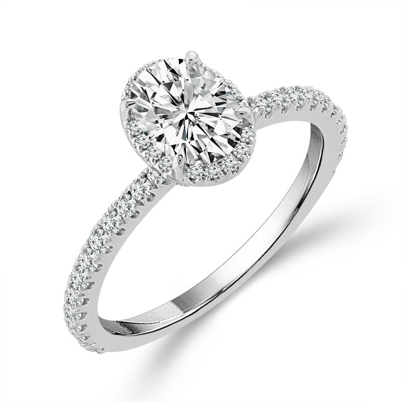Diamond Bridal Ring 1 1/2 ct tw Center OV 14k White Gold