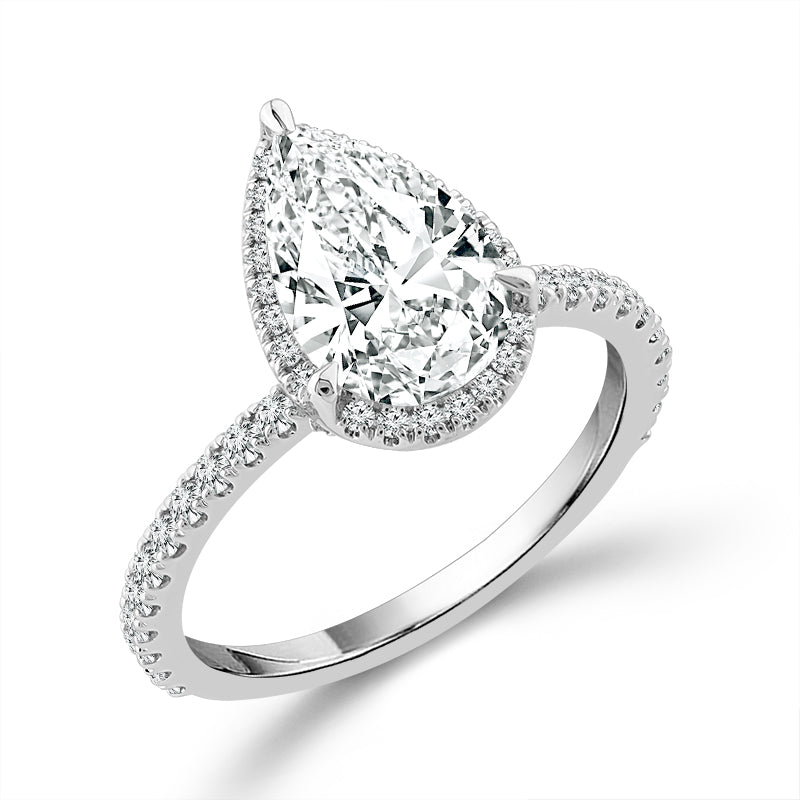 Diamond Bridal Set 0.75 ct tw Center Pear 14k White Gold