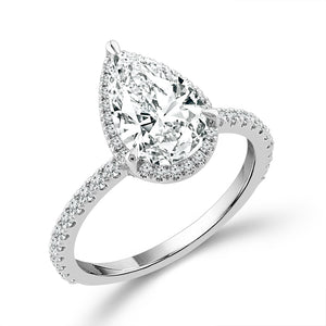 Diamond Bridal Set 0.75 ct tw Center Pear 14k White Gold